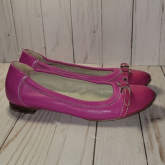 AGL ATTILIO GUISTI LEOMBRUNI 35 EU 5 US Ballet Flats Fuchsia Pink Leather ITALY - Picture 2 of 13